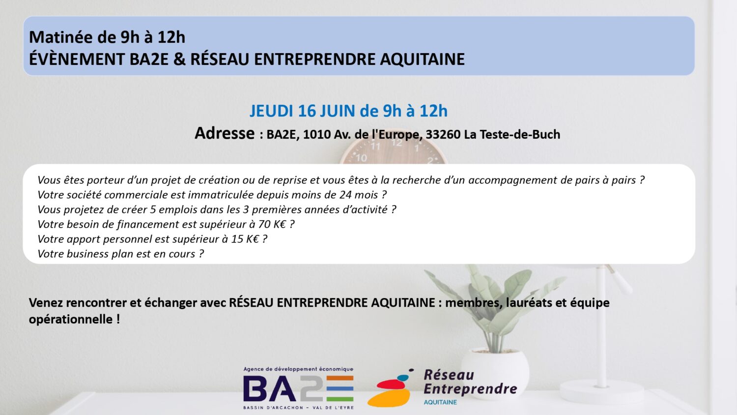Venez rencontrer et échanger avec Réseau Entreprendre Aquitaine | Agenda économique
