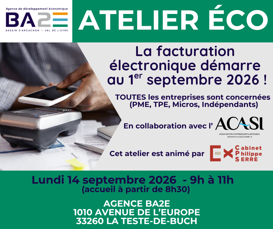 ATELIER ÉCO :  La facturation électronique démarre au 1er septembre !  | Agenda économique
